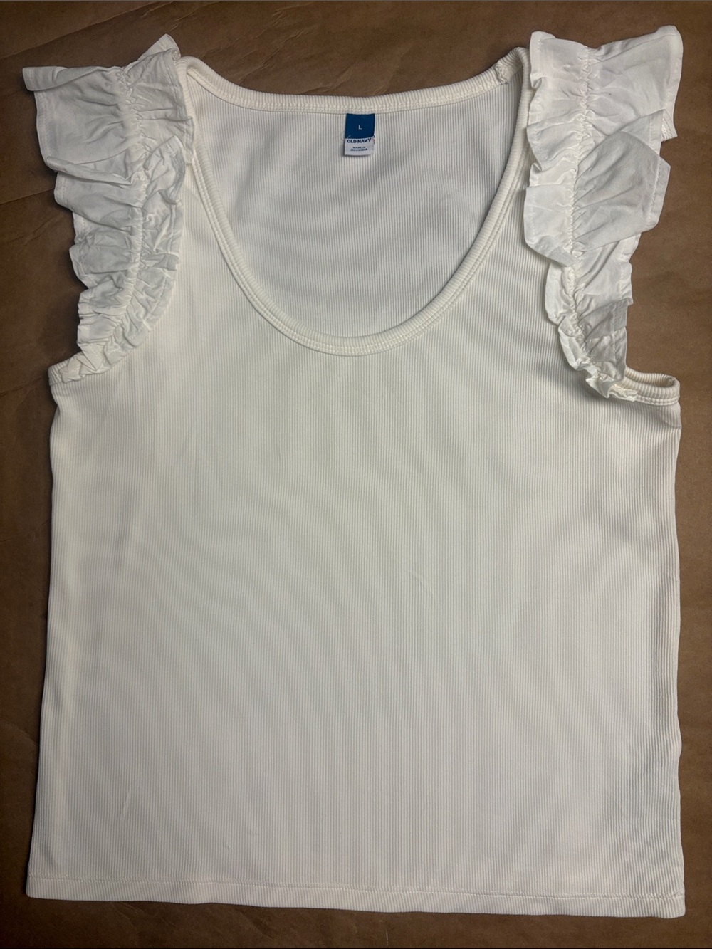 Old Navy White Ruffle Sleeve Tank Top